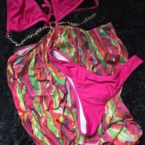 2 piece bikini swimsuit pink